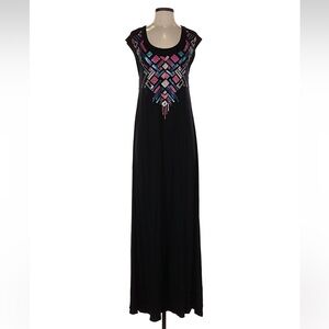 Chaser Black Maxi Dress with Colorful Geometric Design